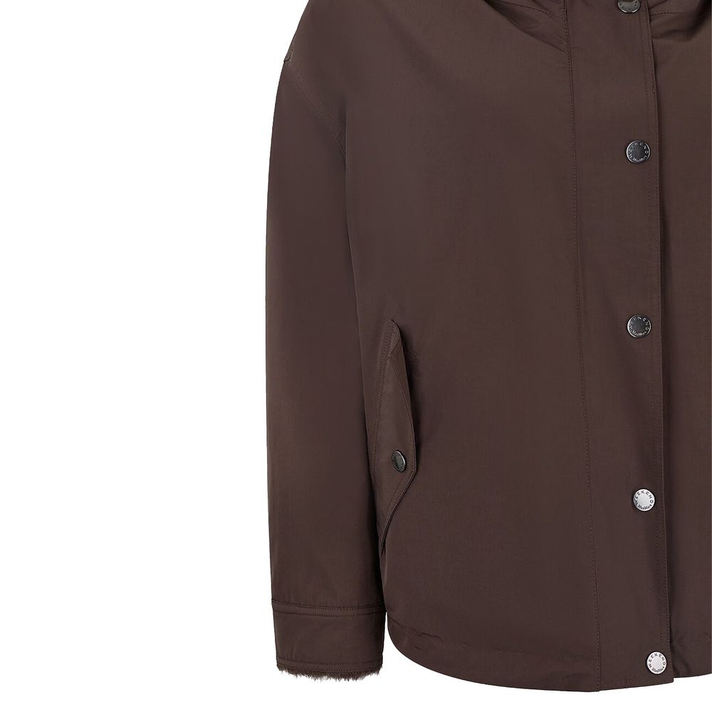 Max Mara marrone cotone giacca in voller Länge