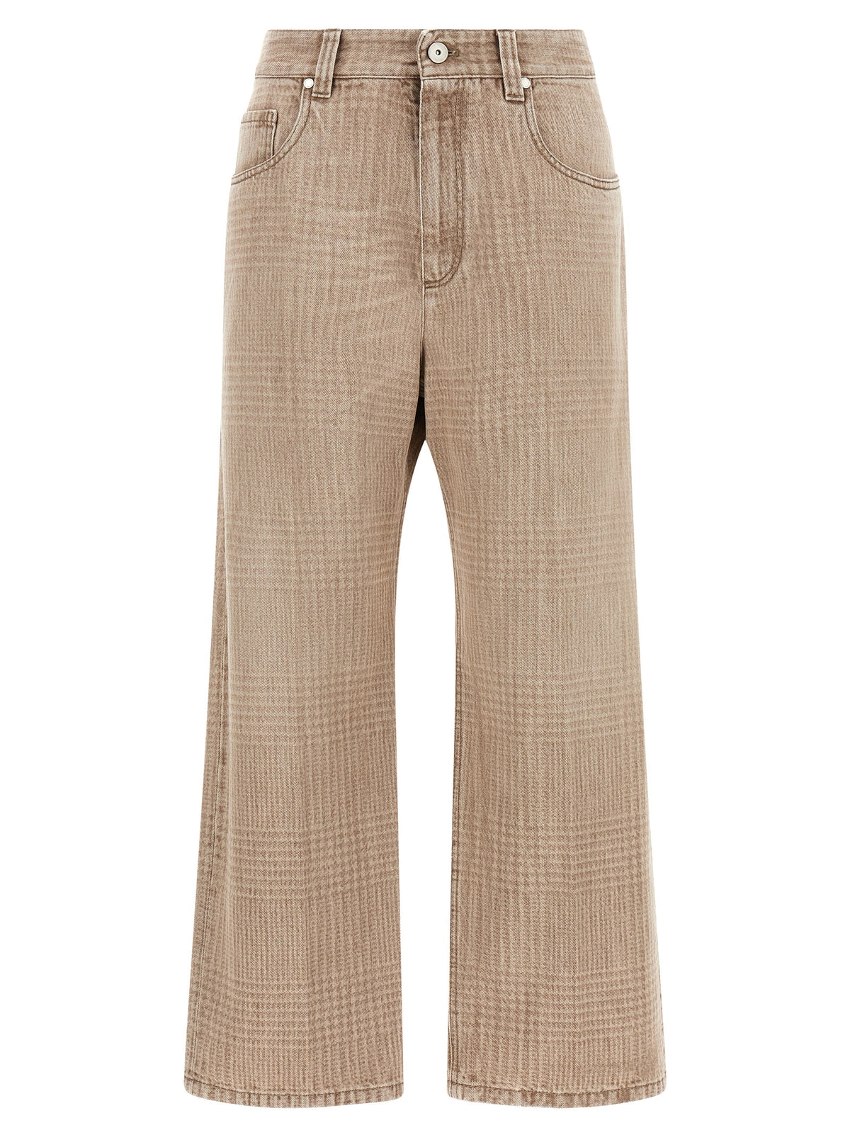 Brunello Cucinelli beige cotone-Jeans im Cropped-Schnitt
