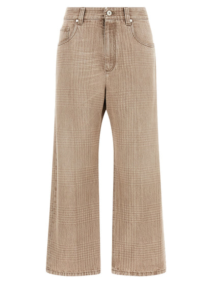 Brunello Cucinelli beige cotone-Jeans im Cropped-Schnitt