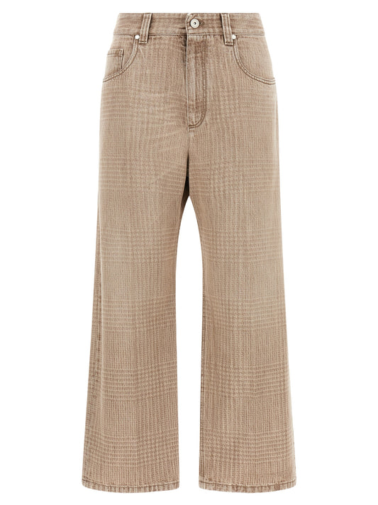 Brunello Cucinelli beige cotone-Jeans im Cropped-Schnitt
