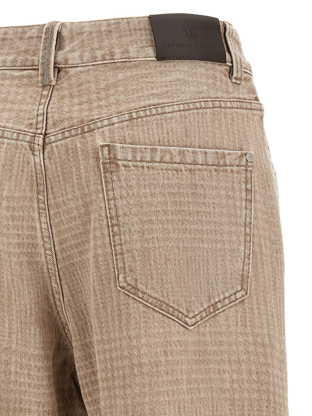 Brunello Cucinelli beige cotone-Jeans im Cropped-Schnitt