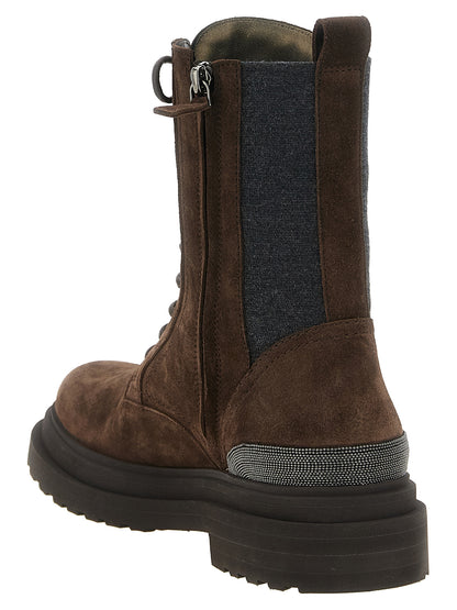 Brunello Cucinelli marrone Schnürstiefel in pelle di vitello