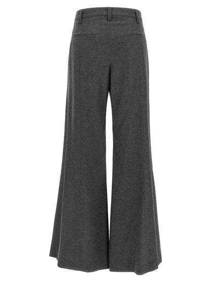 Brunello Cucinelli grigio pantaloni in pura lana vergine con ausgestelltem Bein
