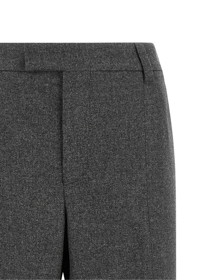 Brunello Cucinelli grigio pantaloni in pura lana vergine con ausgestelltem Bein