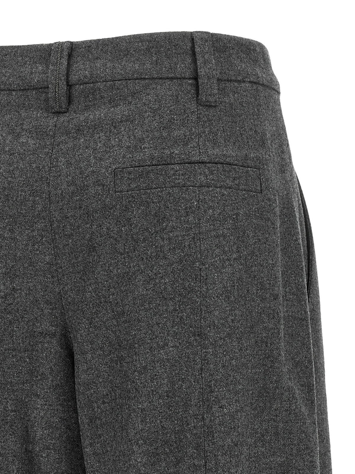 Brunello Cucinelli grigio pantaloni in pura lana vergine con ausgestelltem Bein