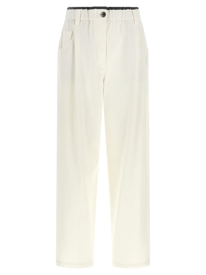 Brunello Cucinelli White Casual Cotton Trousers
