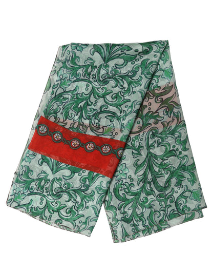 Dolce & Gabbana Grünes Seidenfoulard mit Blumenprint