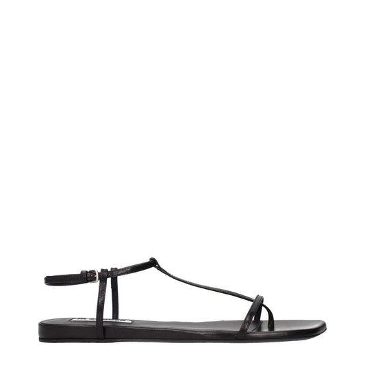 Jil Sander Schwarze Leder-Flip-Flops