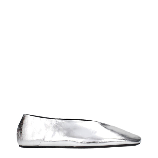 Jil Sander Graue Leder-Ballerinas