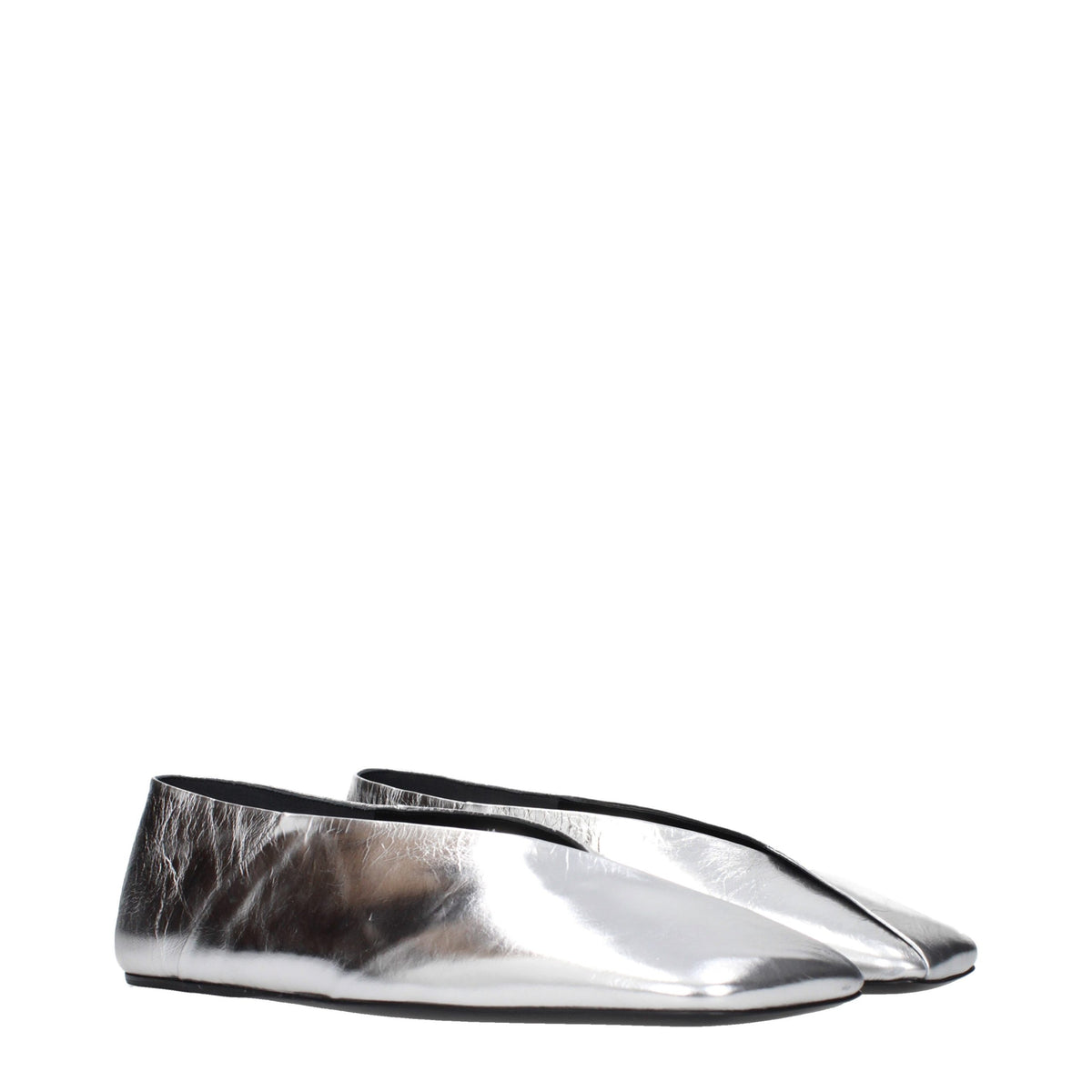 Jil Sander Graue Leder-Ballerinas