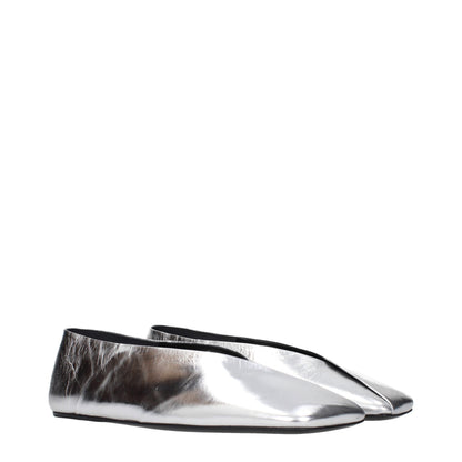 Jil Sander Graue Leder-Ballerinas