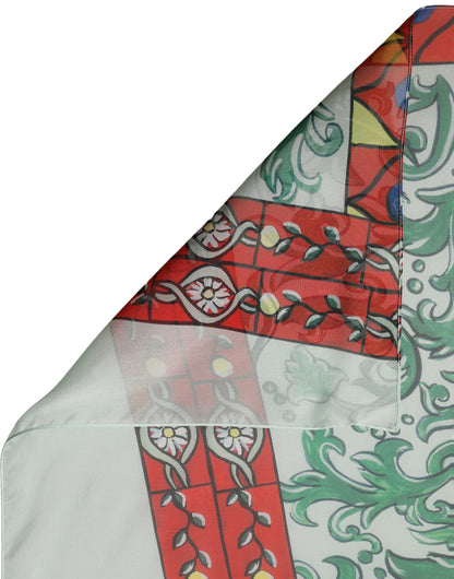 Dolce & Gabbana Multicolor Seiden Foulard im Quadrat mit Print