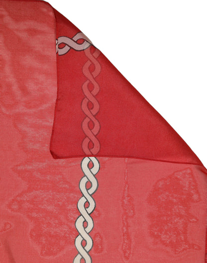 Dolce & Gabbana Foulard Rosso in Seta con Motivo Intrecciato