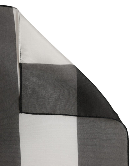 Dolce & Gabbana Black-White Silk Foulard with Stripes