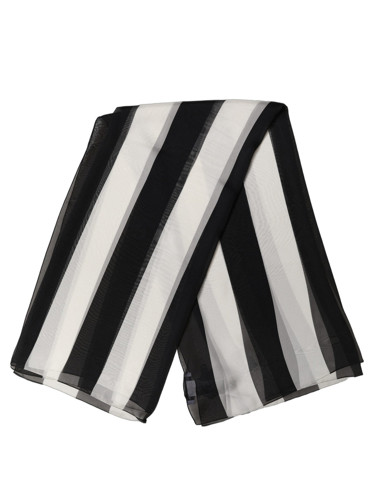 Dolce & Gabbana Black-White Silk Foulard with Stripes