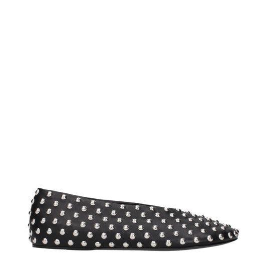 Jil Sander Schwarze Leder-Ballerinas mit Nieten