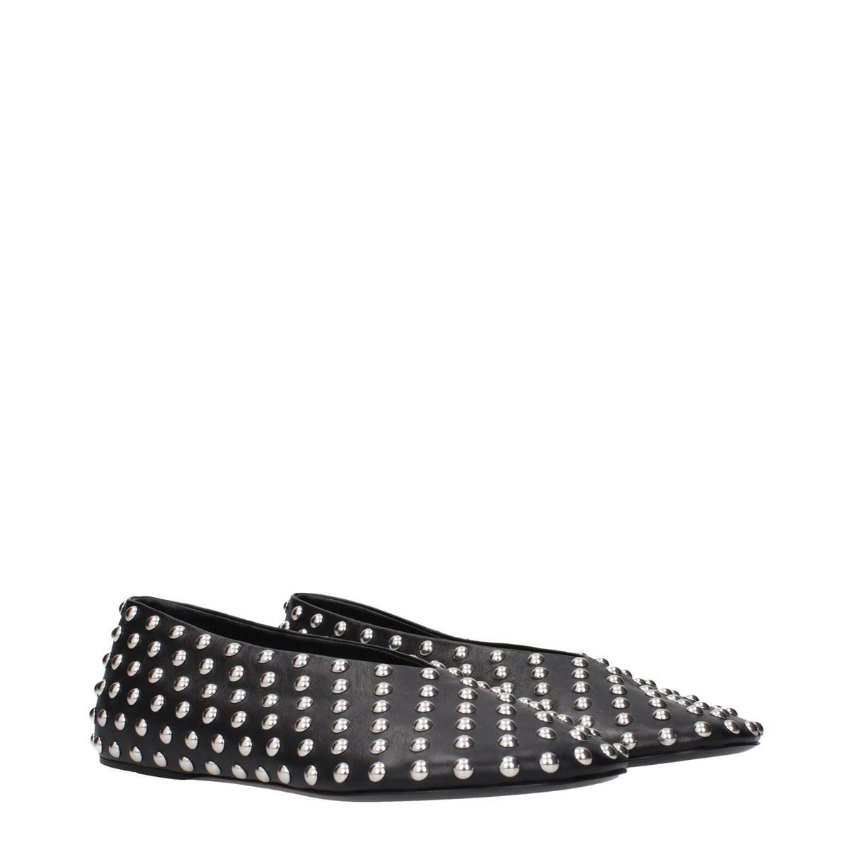 Jil Sander Black Leather Ballerinas with Studs