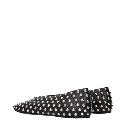 Jil Sander Black Leather Ballerinas with Studs