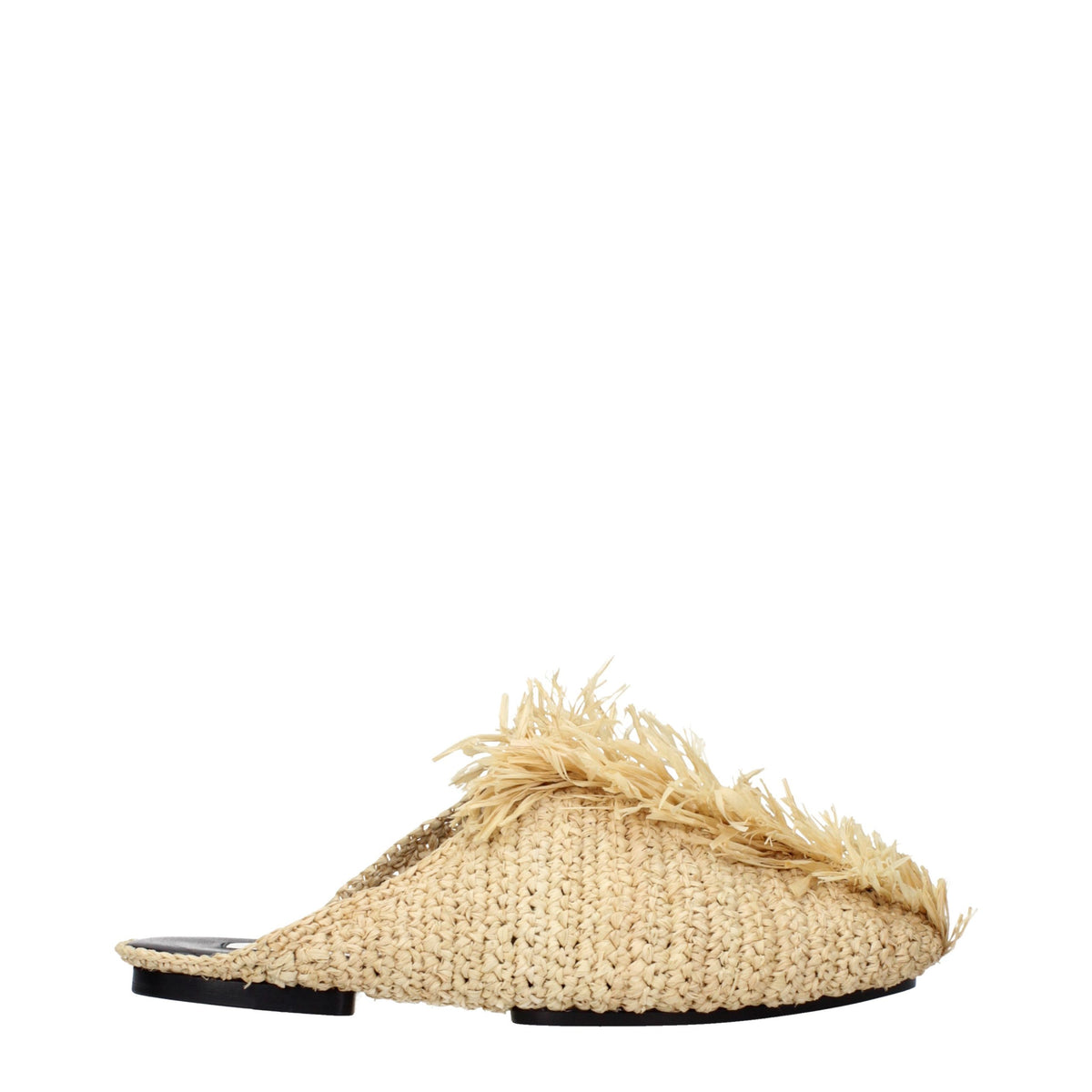 Jil Sander Beigefarbene Raffia-Pantoffeln