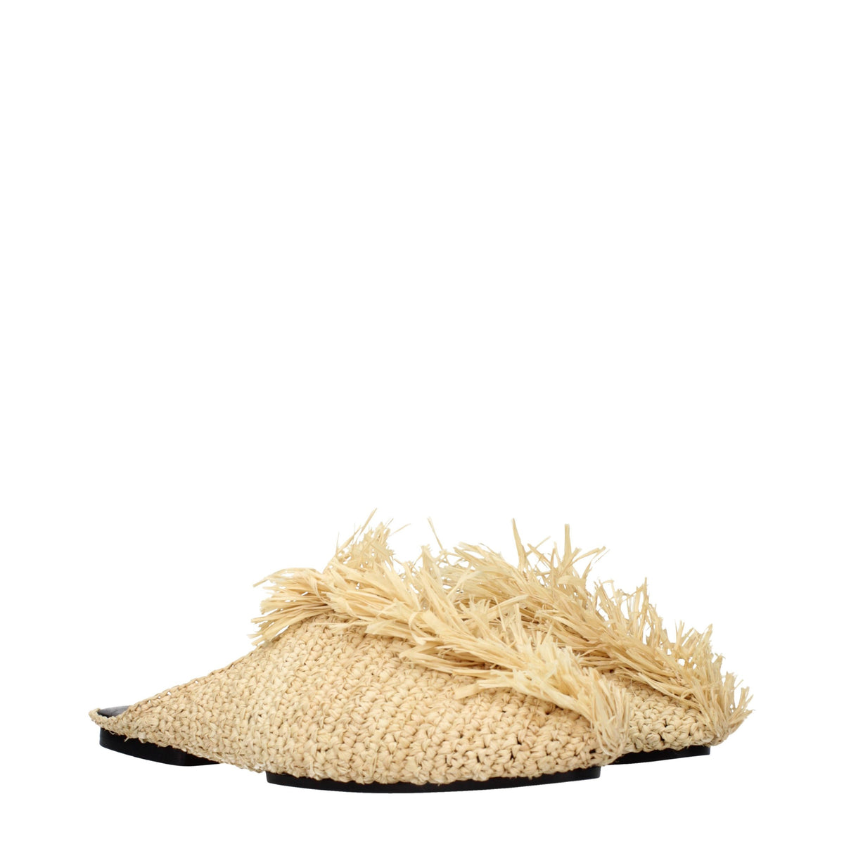 Jil Sander Beigefarbene Raffia-Pantoffeln