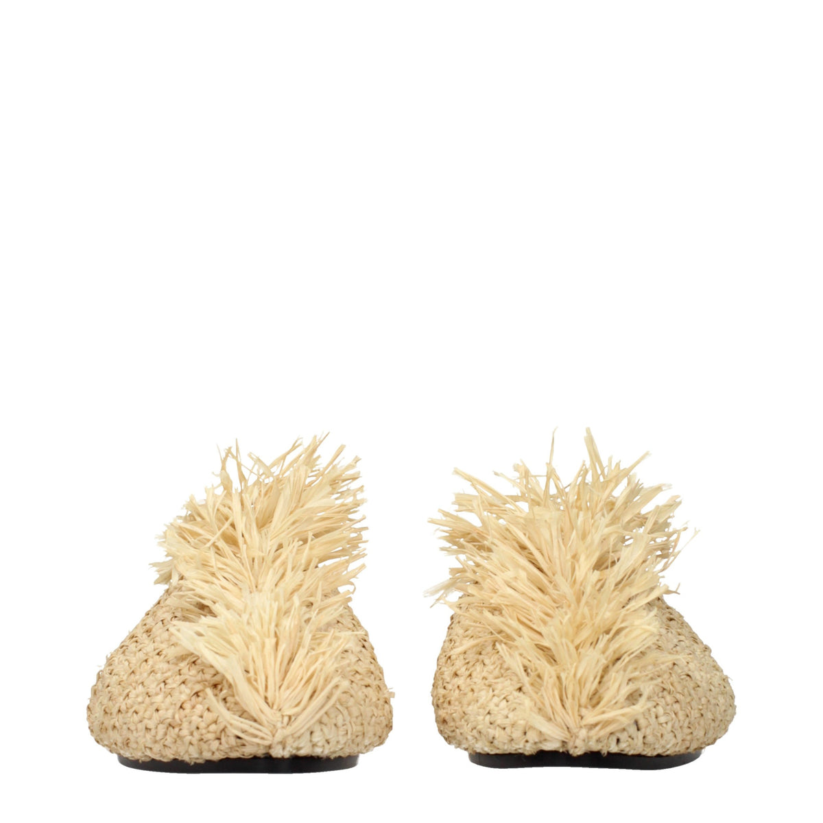 Jil Sander Beigefarbene Raffia-Pantoffeln