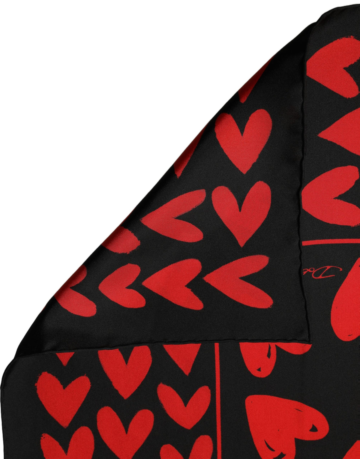 Dolce & Gabbana Foulard Nero e Rosso in Seta con Cuori
