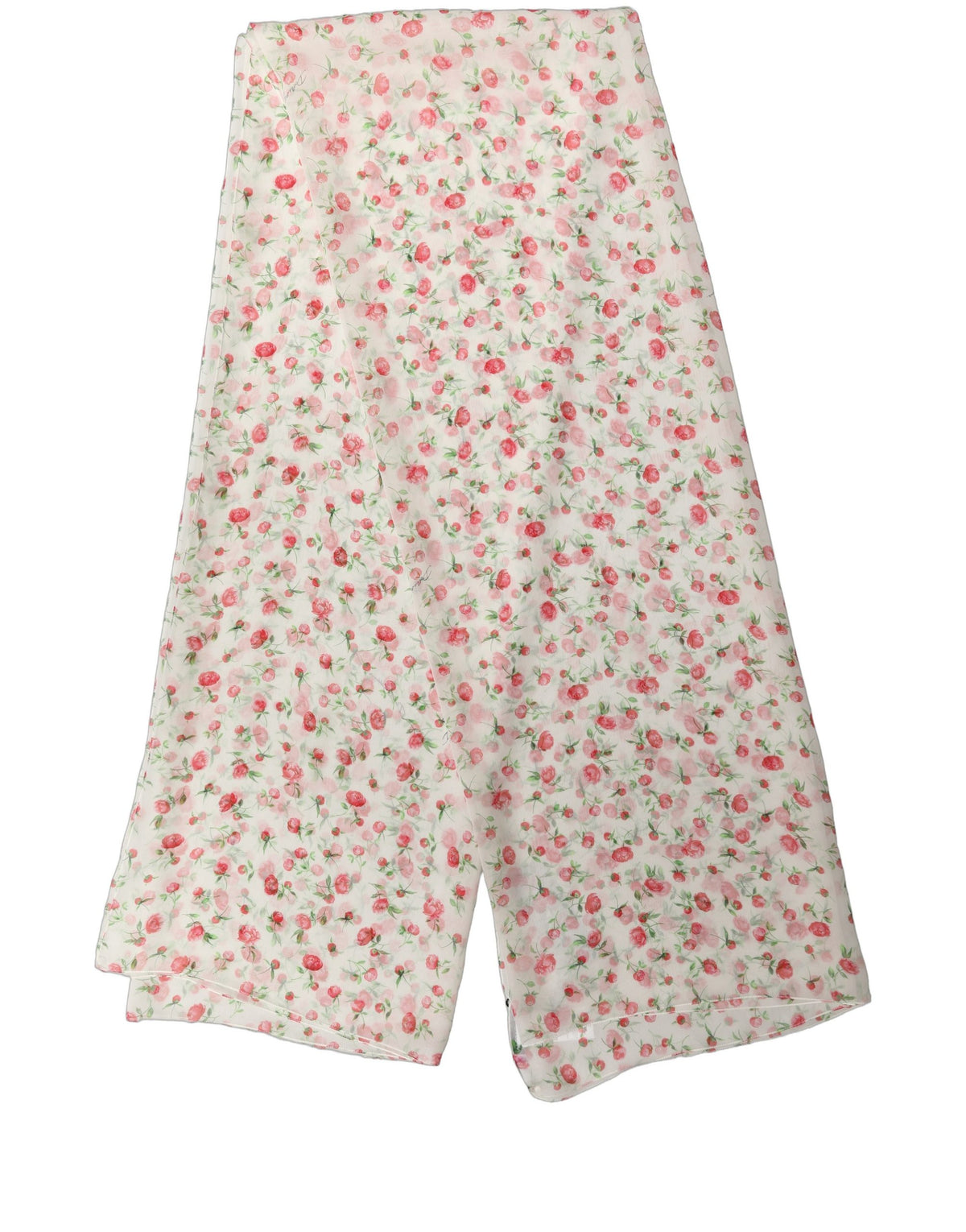 Dolce & Gabbana Stola Bianca in Chiffon di Seta con Stampa Rose