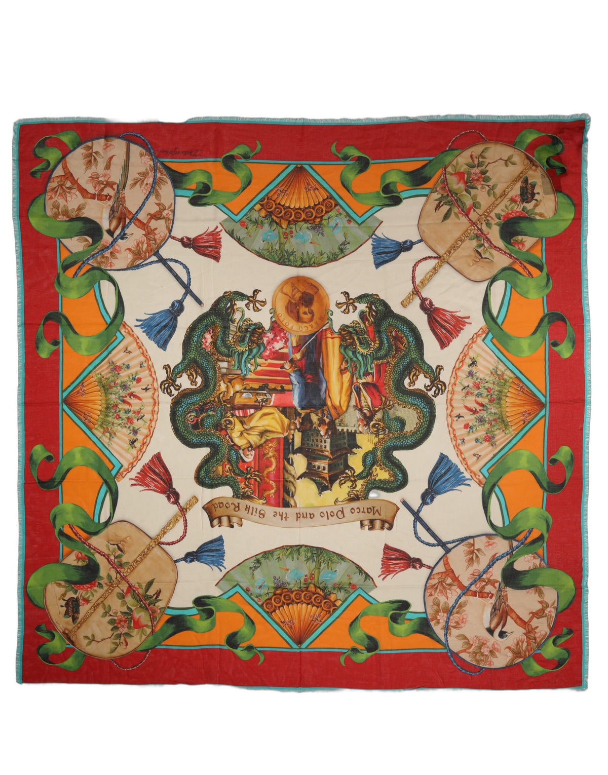 Dolce & Gabbana Sciarpa Marco Polo Multicolore in Modal e Cashmere