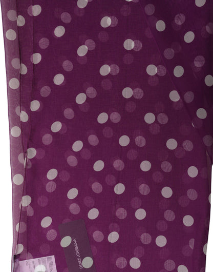 Dolce & Gabbana Purple-White Silk Stole with Polka Dots
