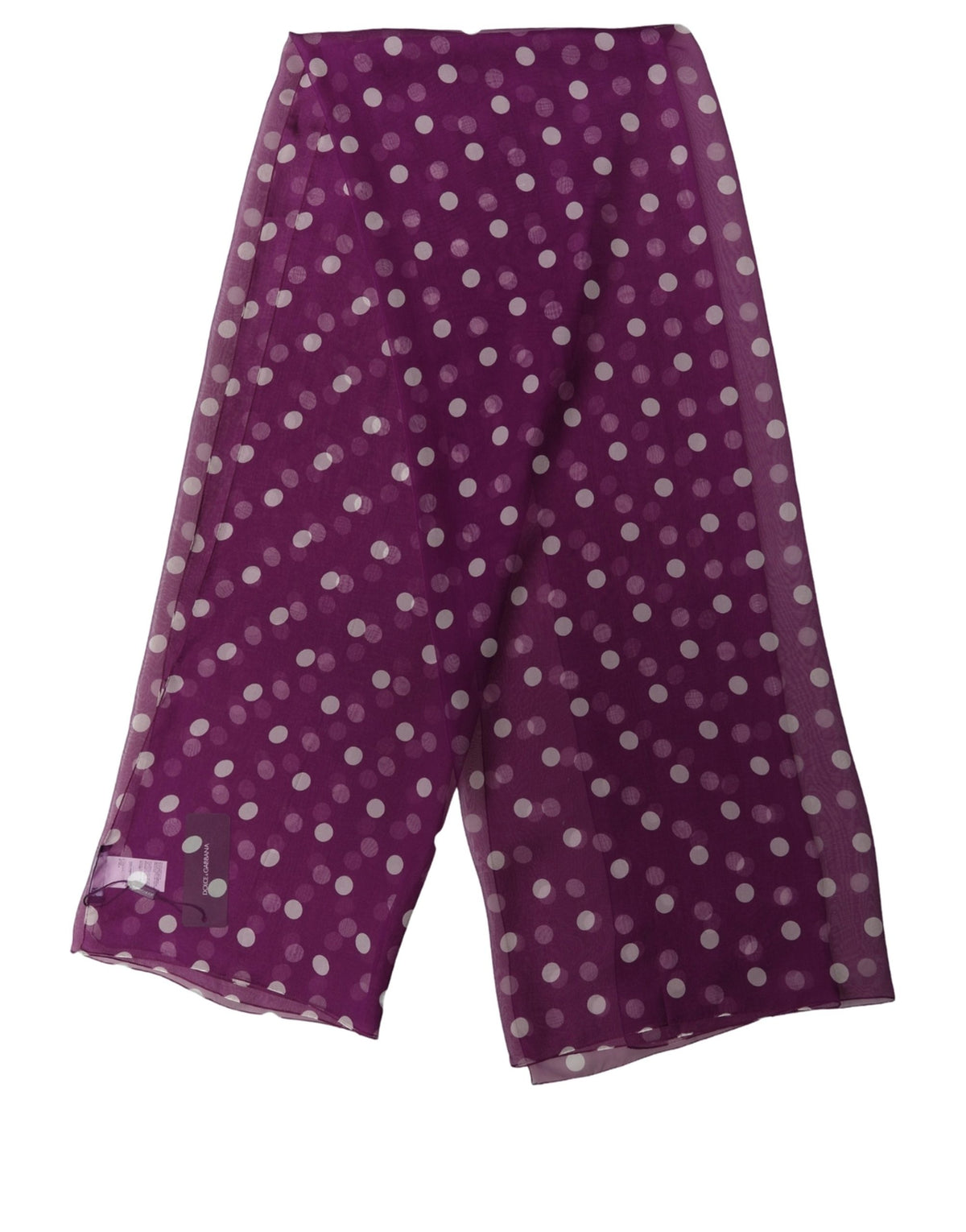 Dolce & Gabbana Purple-White Silk Stole with Polka Dots