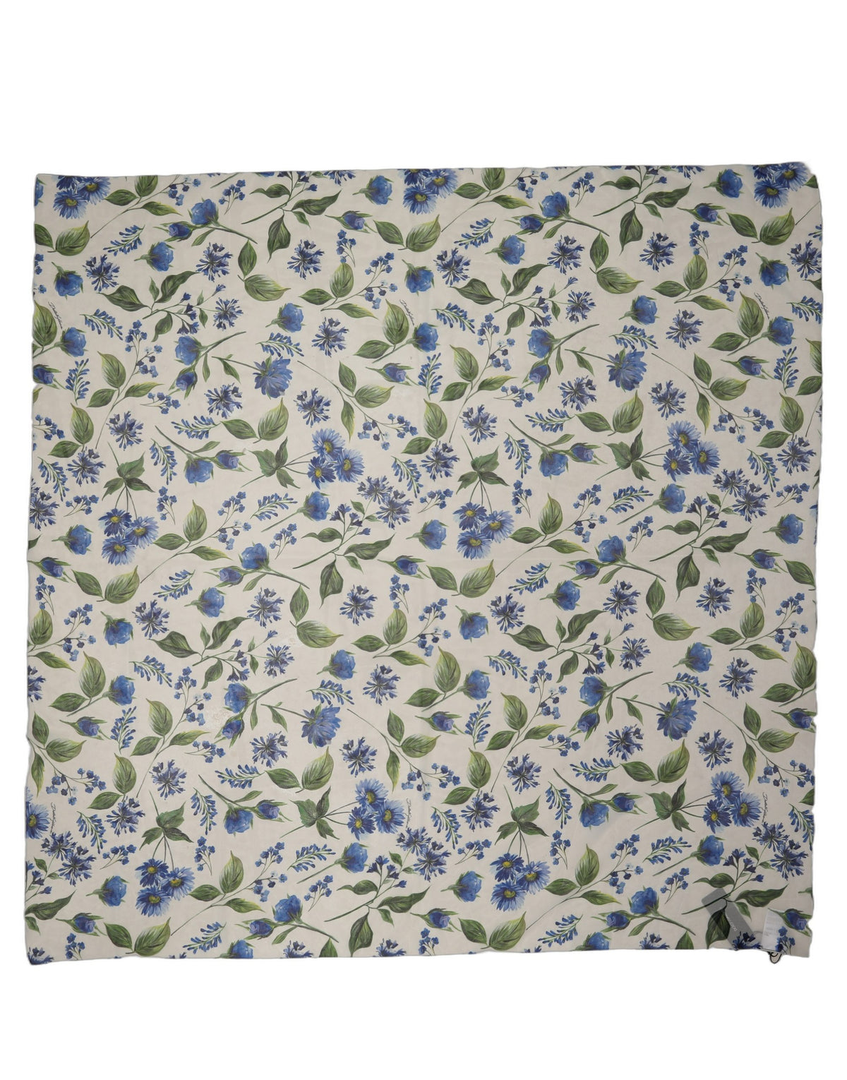 Dolce & Gabbana Foulard Bianco e Blu con Stampa Floreale