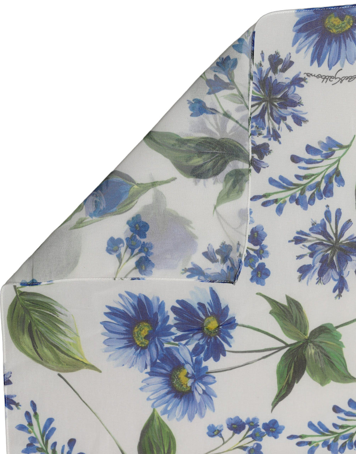Dolce & Gabbana Foulard Bianco e Blu con Stampa Floreale