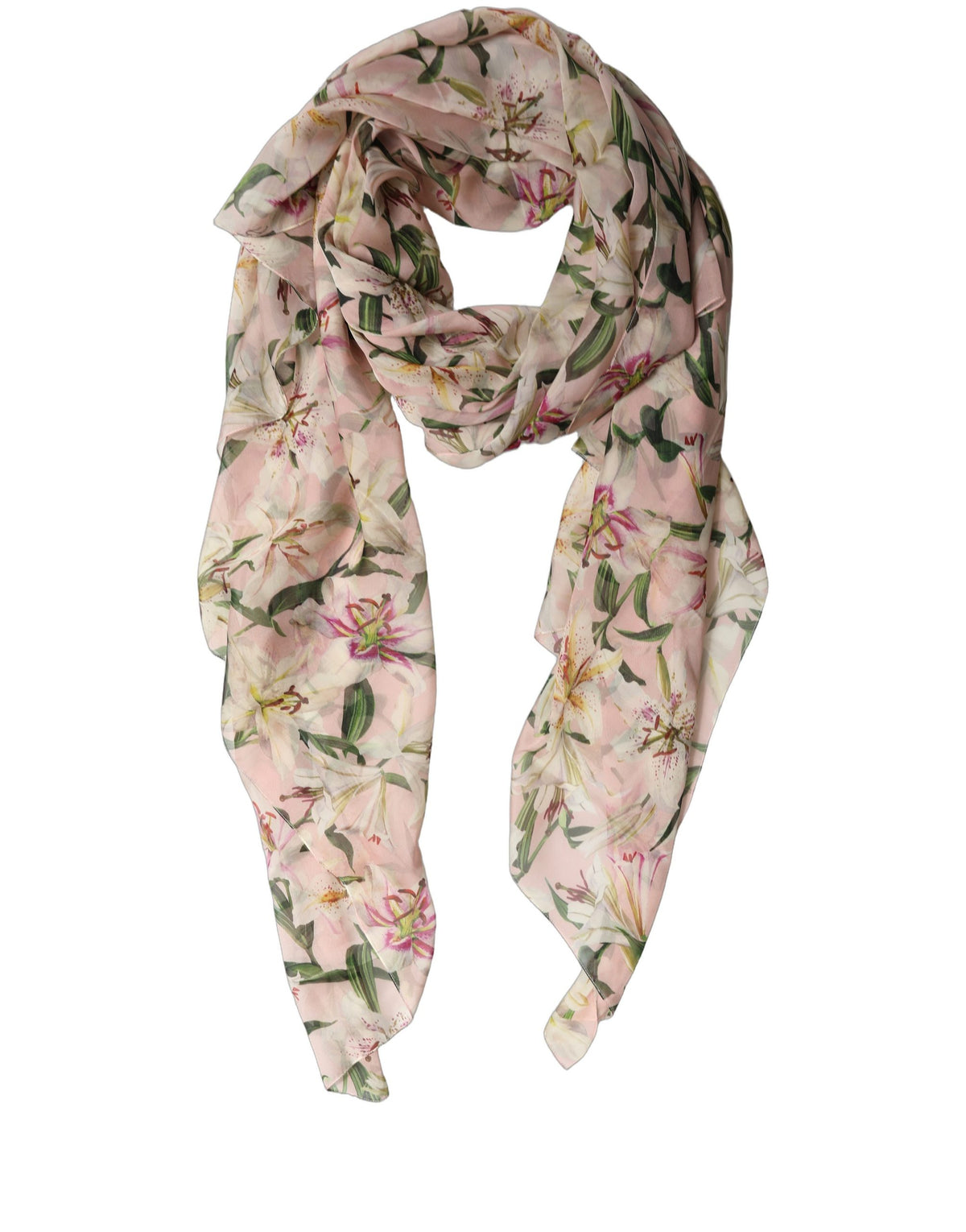 Dolce & Gabbana Rosa Seidenchiffon-Stola mit Blumenprint