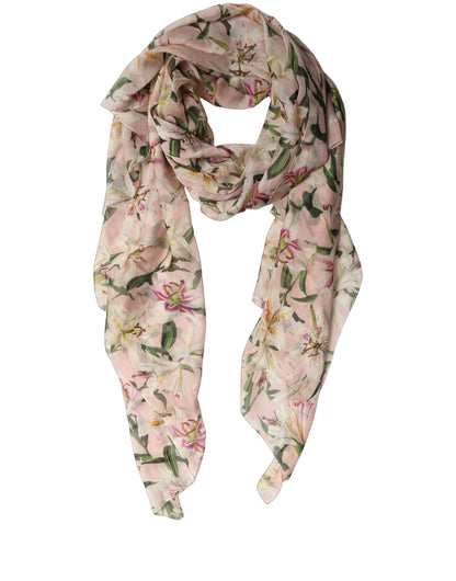 Dolce & Gabbana Rosa Seidenchiffon-Stola mit Blumenprint