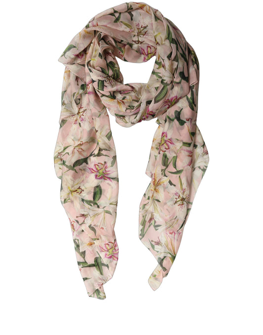 Dolce & Gabbana Rosa Seidenchiffon-Stola mit Blumenprint