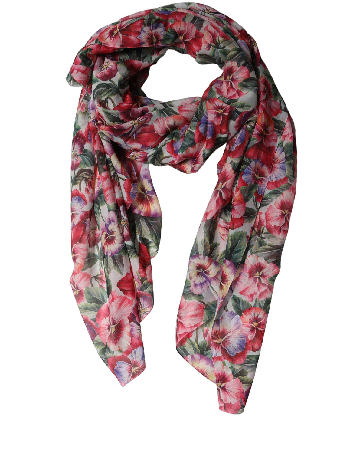 Dolce & Gabbana Stola Multicolore in Cotone e Seta con Motivo Floreale