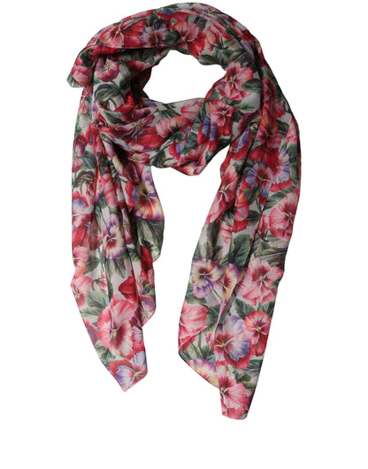 Dolce & Gabbana Stola Multicolore in Cotone e Seta con Motivo Floreale