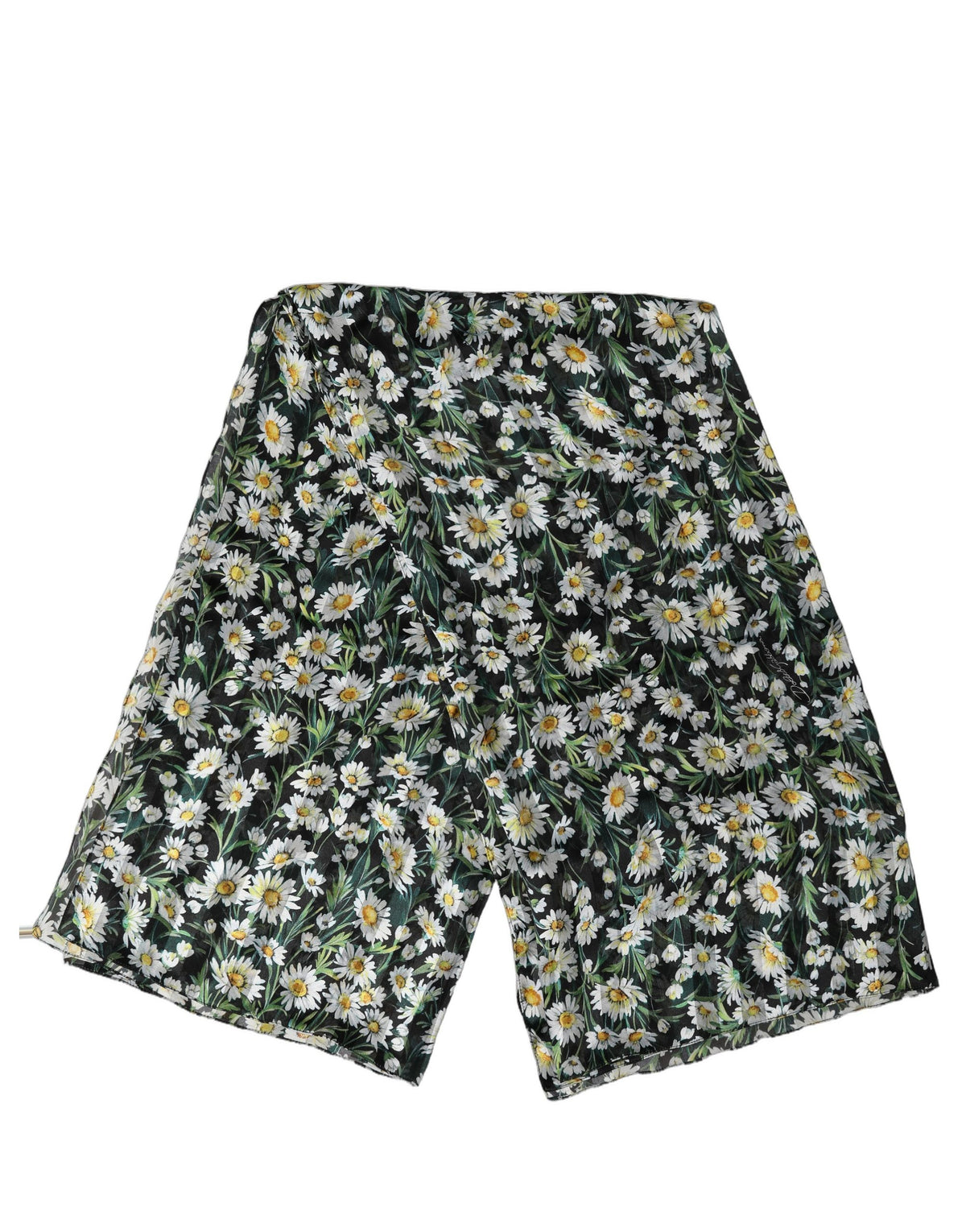 Dolce & Gabbana Foulard Nero in Seta con Stampa Margherite