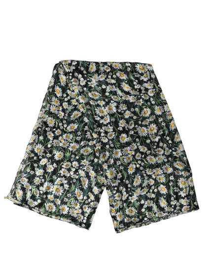 Dolce & Gabbana Foulard Nero in Seta con Stampa Margherite