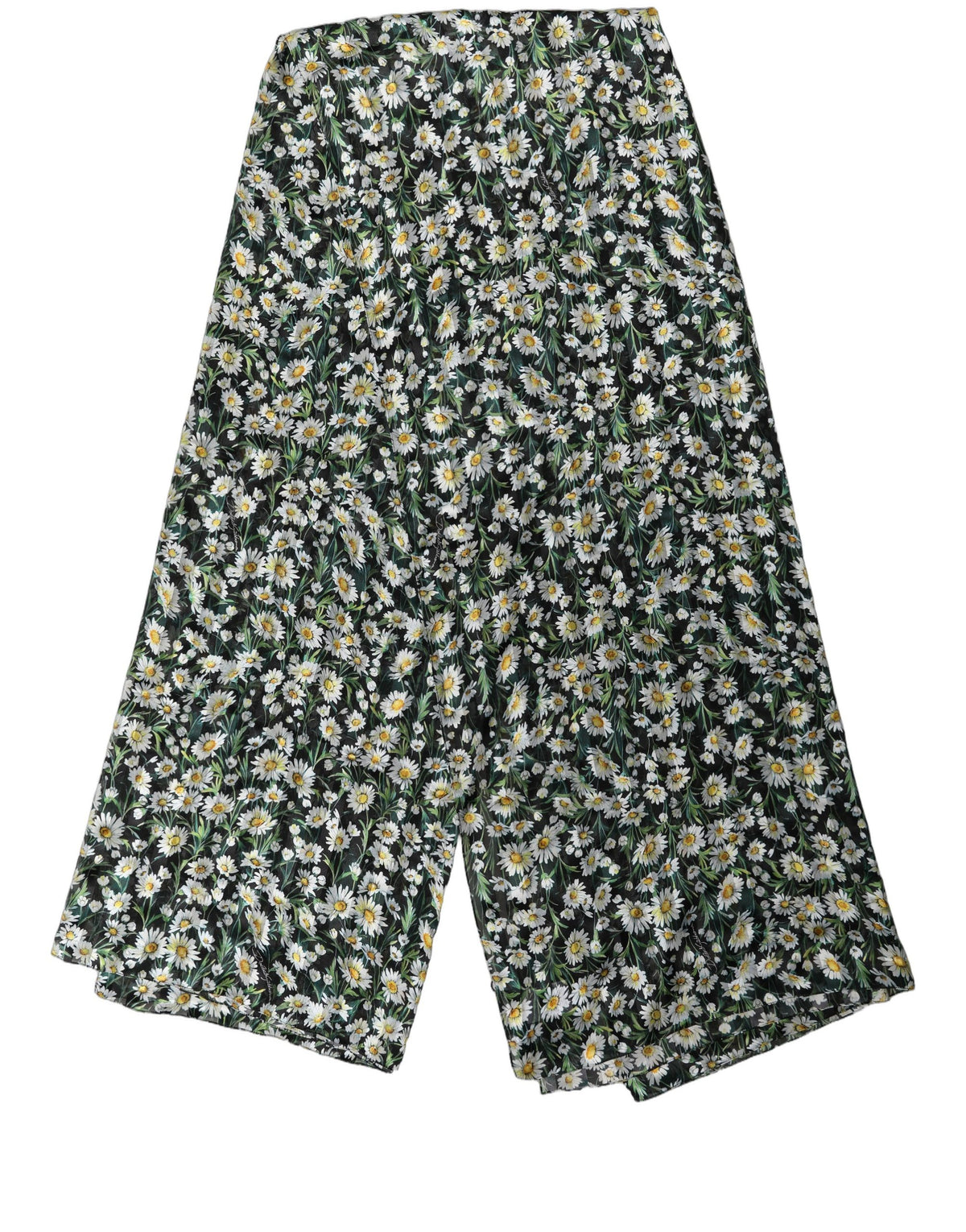 Dolce & Gabbana Stola Nera Daisy in Chiffon di Seta