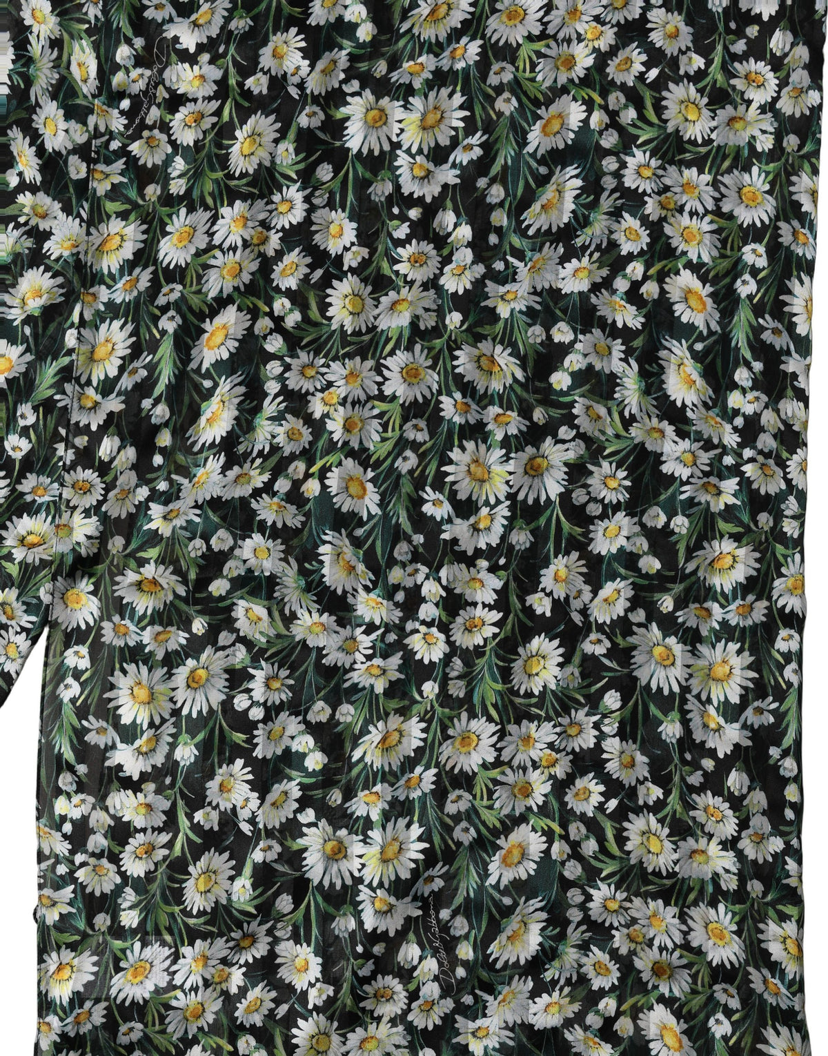 Dolce & Gabbana Stola Nera Daisy in Chiffon di Seta