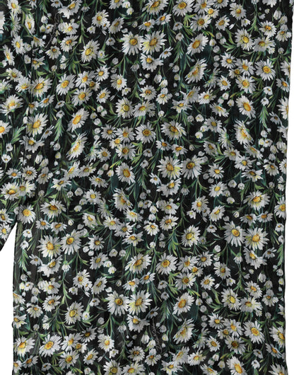 Dolce & Gabbana Stola Nera Daisy in Chiffon di Seta