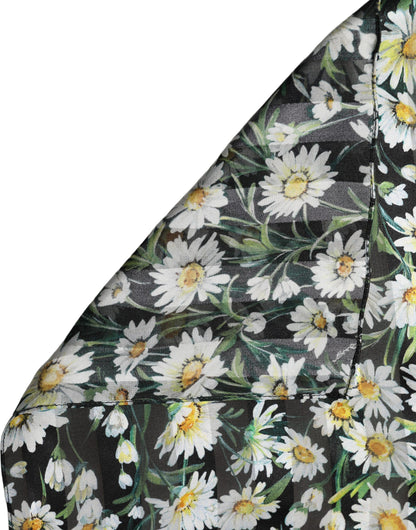 Dolce & Gabbana Stola Nera Daisy in Chiffon di Seta