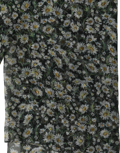 Dolce & Gabbana Stola Nera Daisy in Chiffon di Seta