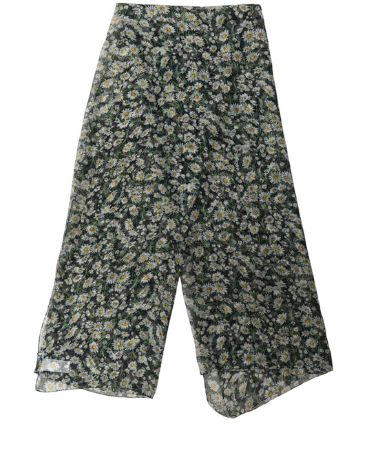 Dolce & Gabbana Stola Nera Daisy in Chiffon di Seta
