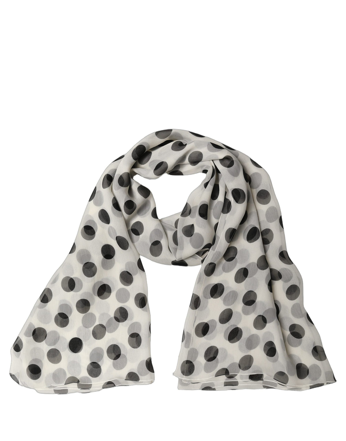 Dolce & Gabbana Stola in Seta Bianca e Nera a Pois