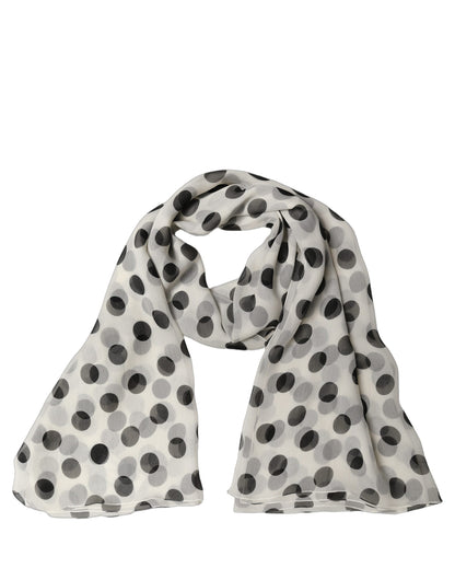 Dolce & Gabbana Stola in Seta Bianca e Nera a Pois