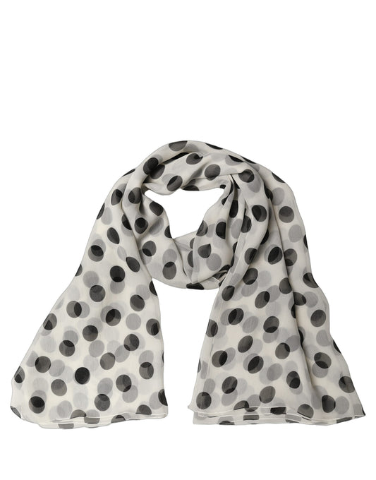 Dolce & Gabbana Stola in Seta Bianca e Nera a Pois