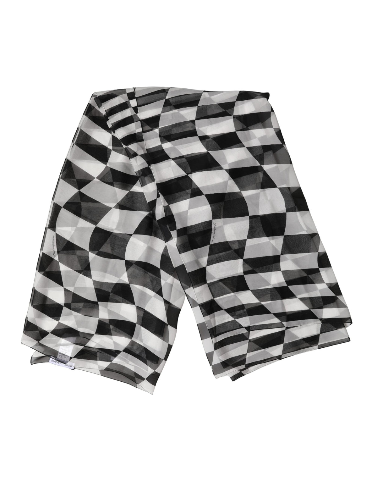 Dolce & Gabbana Foulard in Seta Bianco e Nero con Motivo a Quadri