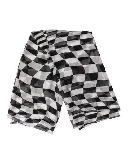 Dolce & Gabbana Foulard in Seta Bianco e Nero con Motivo a Quadri